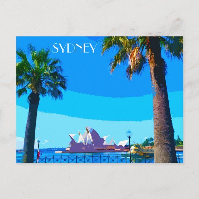 Sydney Opera House Vintage Travel Art Postcard (Front)