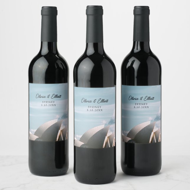 Sydney Opera House Wedding Personalised Wine Label (Bottles)