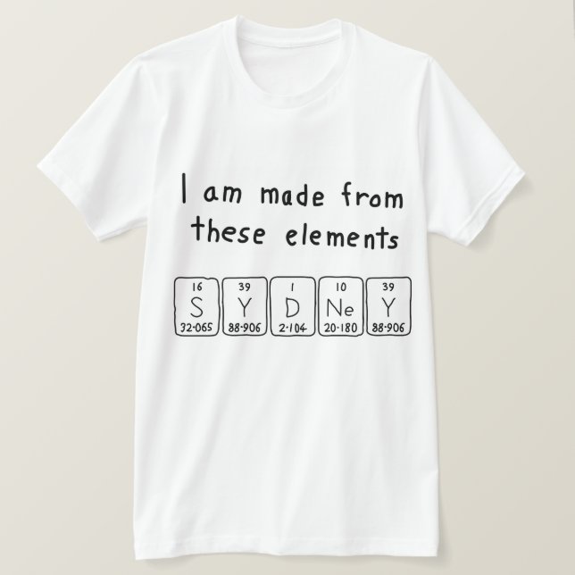 Sydney periodic table name shirt (Design Front)