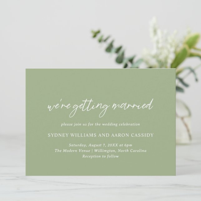 Sydney Sage Green Modern Wedding Invitation (Standing Front)