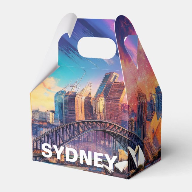 Sydney Skyline Abstract Art Favour Box (Front Side)