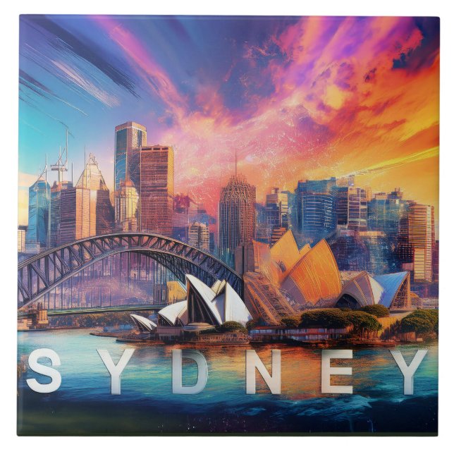 Sydney Skyline Art  Tile (Front)