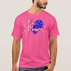 Sydney Skyline Heartbeat Australia Flag Lover Oper T-Shirt