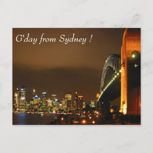 sydney skyline night postcard