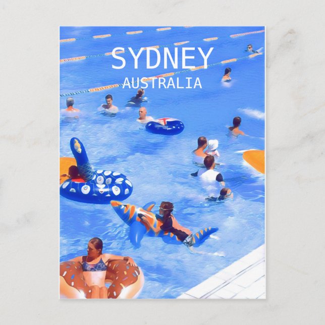 Sydney swimming pools digital art travel postcard (Front)