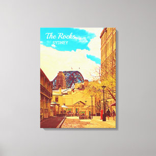 Sydney The Rocks with harbour Bridge travel Canvas Print