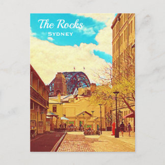 Sydney The Rocks with harbour Bridge travel Postcard