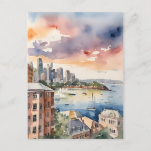 Sydney watercolor art postcard