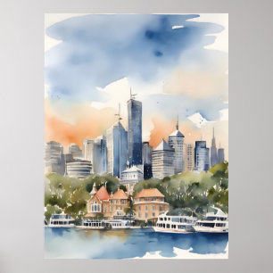 Sydney watercolor art poster