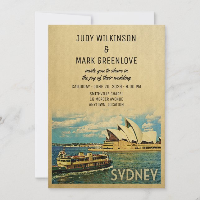 Sydney Wedding Invitation Australia Australian (Front)
