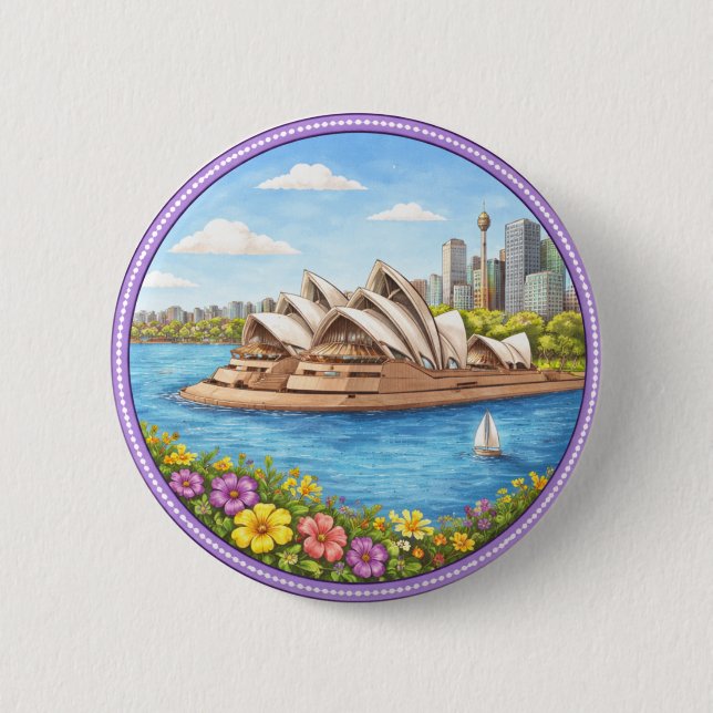Sydney's Opera House 6 Cm Round Badge (Front)
