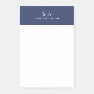 Sylish Monogram Navy Blue Trendy Script To Do Post-it Notes