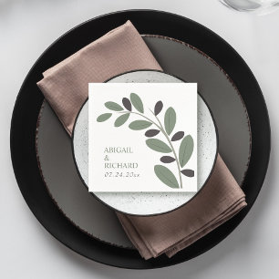 Sylized Olive branch Mediterranean charm wedding Napkin