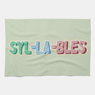 Syllables topography tea towel