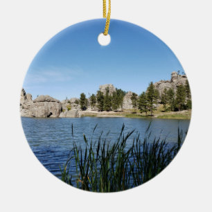 Sylvan Lake, Black Hills, Custer, South Dakota Ceramic Tree Decoration