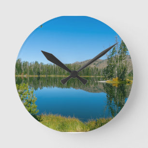Sylvan Lake Yellowstone National Park reflection Round Clock
