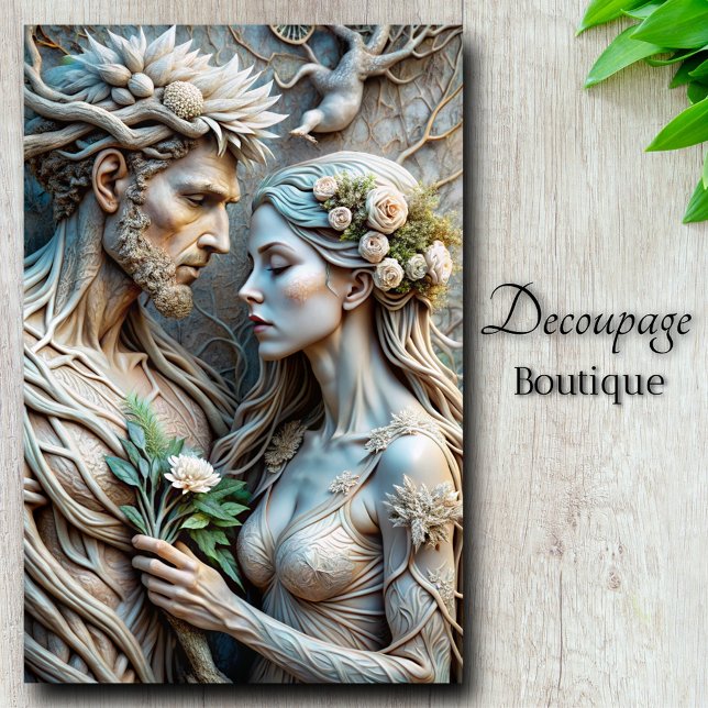 Sylvan Lovers Forest Embrace Decoupage  Tissue Paper (Sylvan Lovers Forest Embrace Decoupage Tissue Paper)