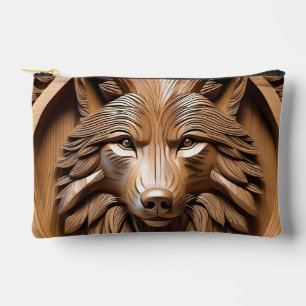 Sylvan Sentinel: The Majestic Wood Wolf Print Accessory Pouch