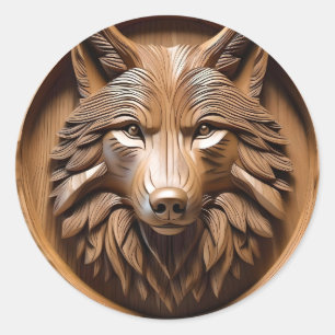 Sylvan Sentinel: The Majestic Wood Wolf Print Classic Round Sticker
