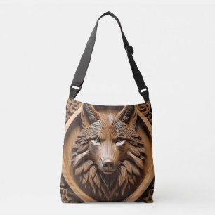 Sylvan Sentinel: The Majestic Wood Wolf Print Crossbody Bag