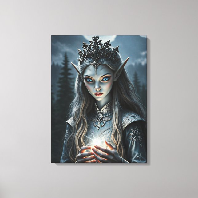 Sylvarae Nightwhisper Enchanted Elf Sorceress  Canvas Print (Front)
