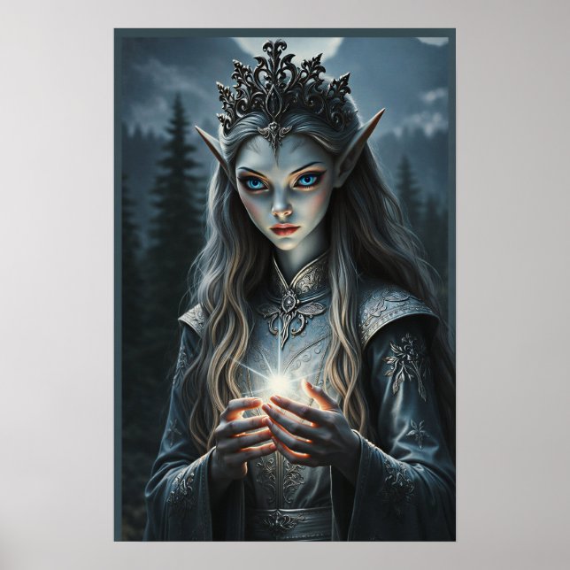 Sylvarae Nightwhisper Mystic Elf Fantasy Art Print (Front)