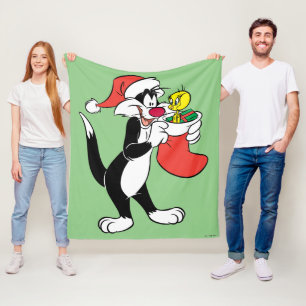 SYLVESTER™ Cat with Stocking Fleece Blanket
