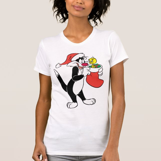 SYLVESTER™ Cat with Stocking T-Shirt (Front)
