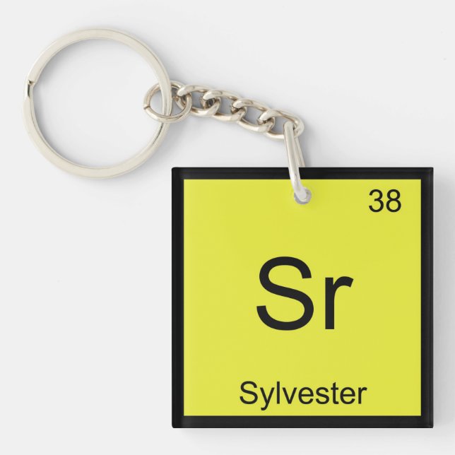 Sylvester Name Chemistry Element Periodic Table Key Ring (Front)