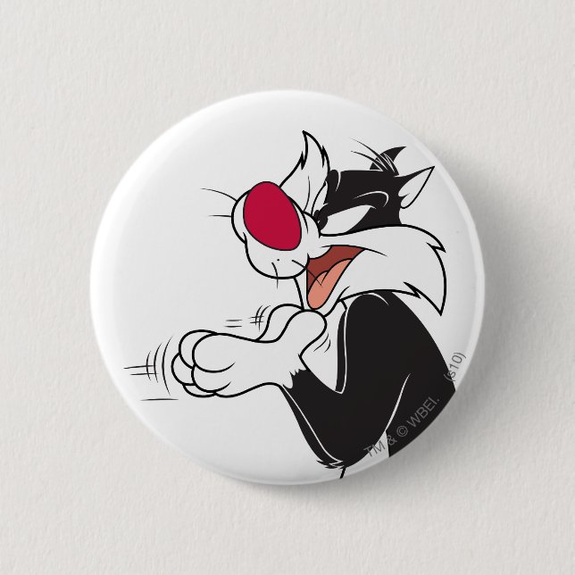 SYLVESTER™ Rubbing Paws 6 Cm Round Badge (Front)