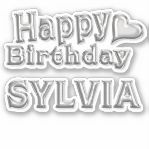 Sylvia Happy Birthday silver Sticker