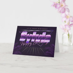 Sylvia Name Vorname lila retro Karte Geburtstag Card