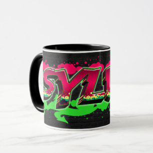 Sylvia Vorname Name Graffiti red green Tasse Mug