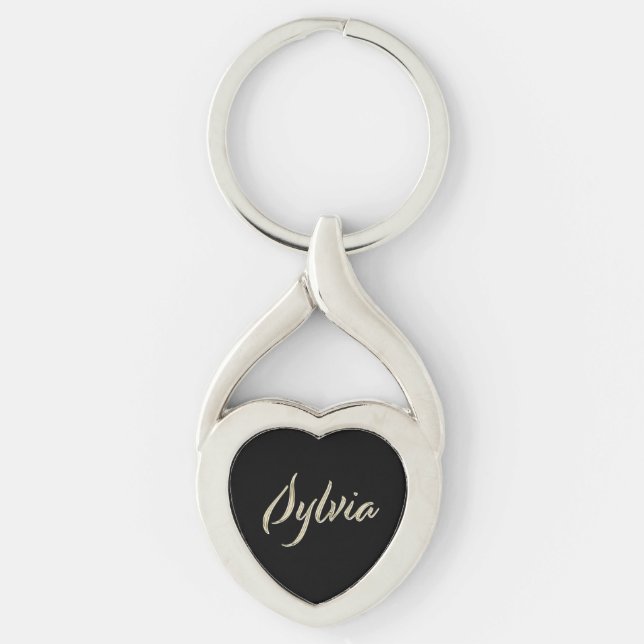 Sylvia white gold Handwriting key Ring (Front)