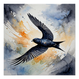 Symbiotic Sky Dancer: Graceful Swift BIrd  Poster