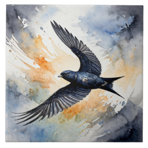 Symbiotic Sky Dancer: Graceful Swift BIrd  Tile