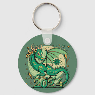 Symbol 2024 New Year, Green Wood Dragon  Key Ring