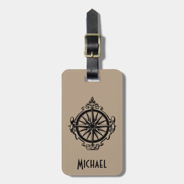 Symbol: Compass Luggage Tag (Front Vertical)