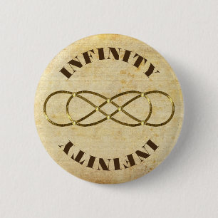 Symbol double Infinity - antique gold + backgr. 6 Cm Round Badge