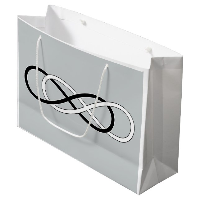 Symbol double Infinity - Black & White + backgr. Large Gift Bag (Front Angled)