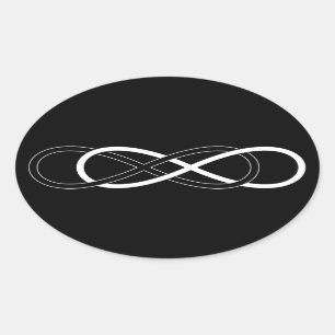 Symbol double Infinity - Black & White Oval Sticker