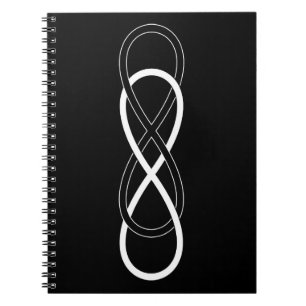 Symbol double Infinity - Black & White Spiral Notebook
