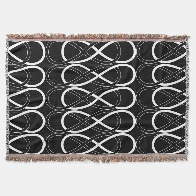 Symbol double Infinity - Black & White Throw Blanket (Front)