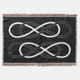 Symbol double Infinity - Black & White Throw Blanket