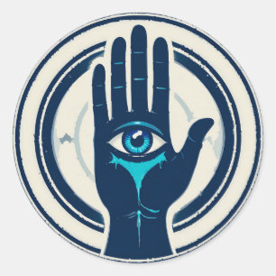Symbol Featuring Hand with Central Eye Classic Round Sticker
