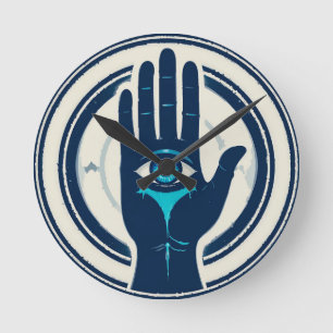 Symbol Featuring Hand with Central Eye Round Clock