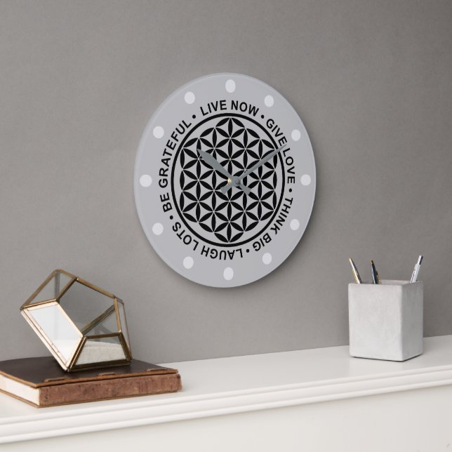 Symbol Flower Of Life - Rules Of Life 1 Large Clock (Office)