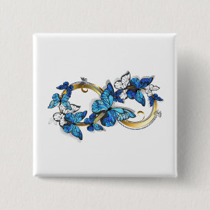 Symbol Infinity of Blue Morpho Butterflies 15 Cm Square Badge