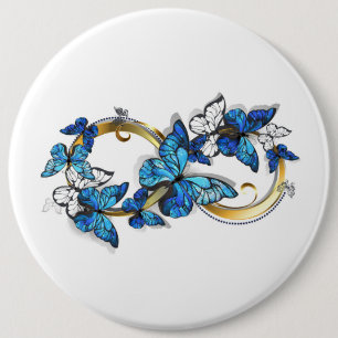 Symbol Infinity of Blue Morpho Butterflies 6 Cm Round Badge
