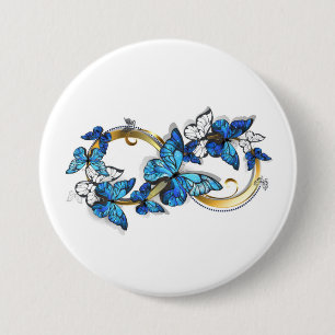 Symbol Infinity of Blue Morpho Butterflies 7.5 Cm Round Badge